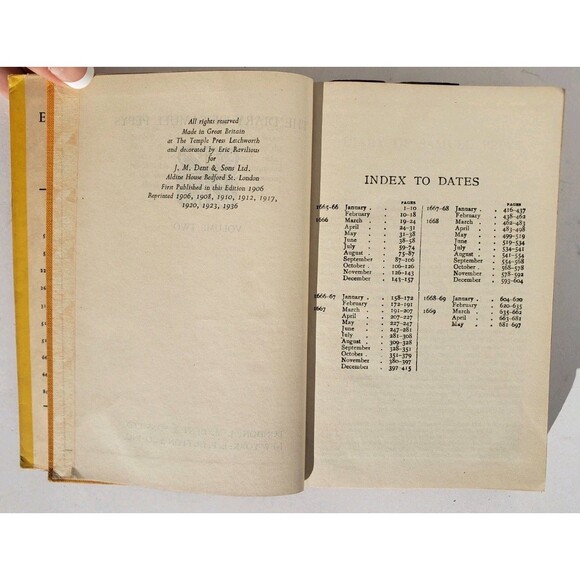 The Diary of Samuel Pepys Vols. 1 & 2 : Index Hardcover Samuel Pepys 1936 - Picture 12 of 13
